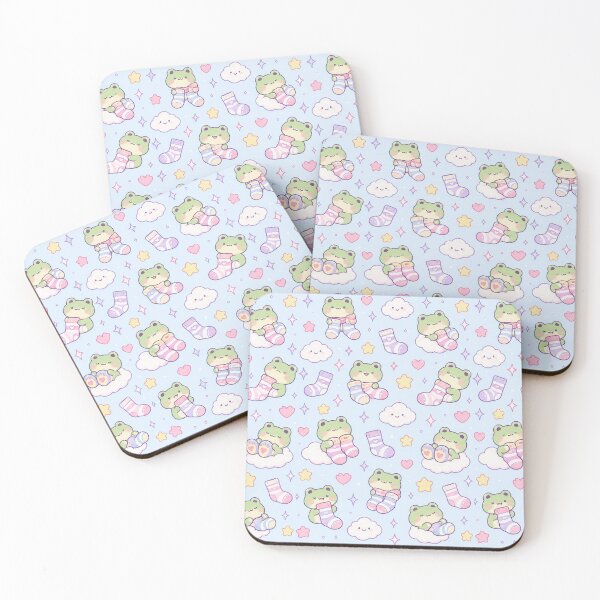 Item preview, Kawaii Frog Cozy Socks Pastel Pattern designed and sold by Soft Berry Studio.