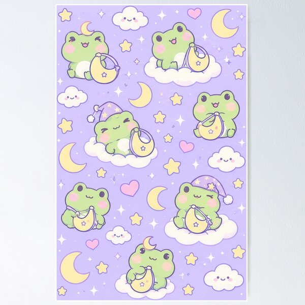 Item preview, Kawaii Frog Moon Bag Pastel Pattern designed and sold by Soft Berry Studio.