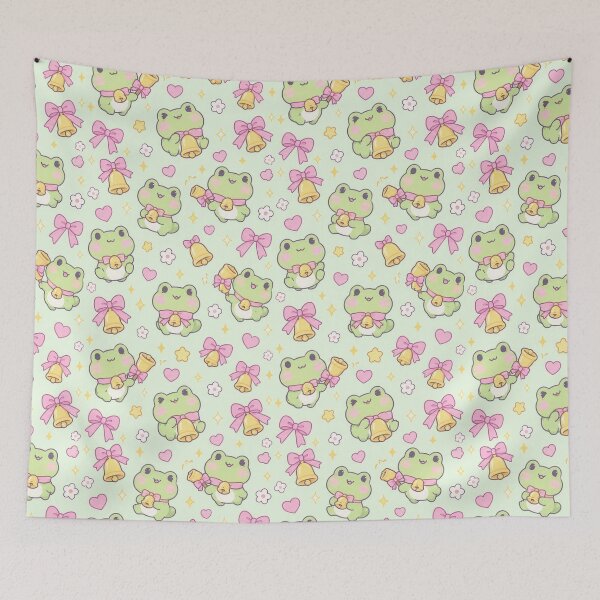 Item preview, Kawaii Frog Little Bell Pastel Pattern designed and sold by Soft Berry Studio.