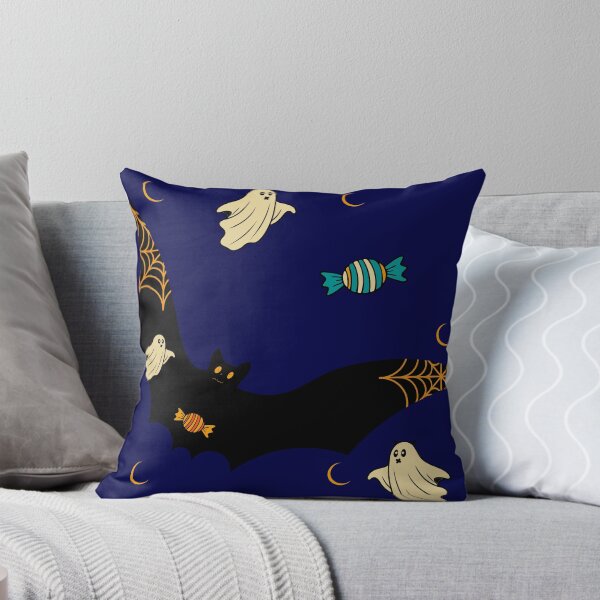 Item preview, Halloween Bat in a deep blue  palette with cream Ghost designed and sold by StefanStudioArt.