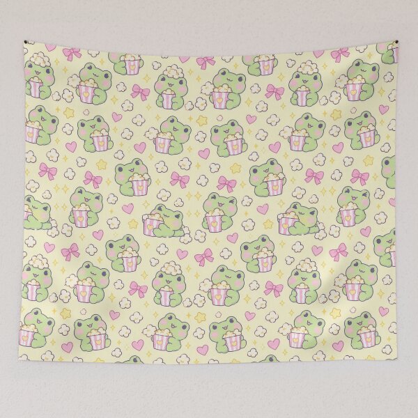 Item preview, Kawaii Frog Popcorn Pastel Pattern designed and sold by Soft Berry Studio.