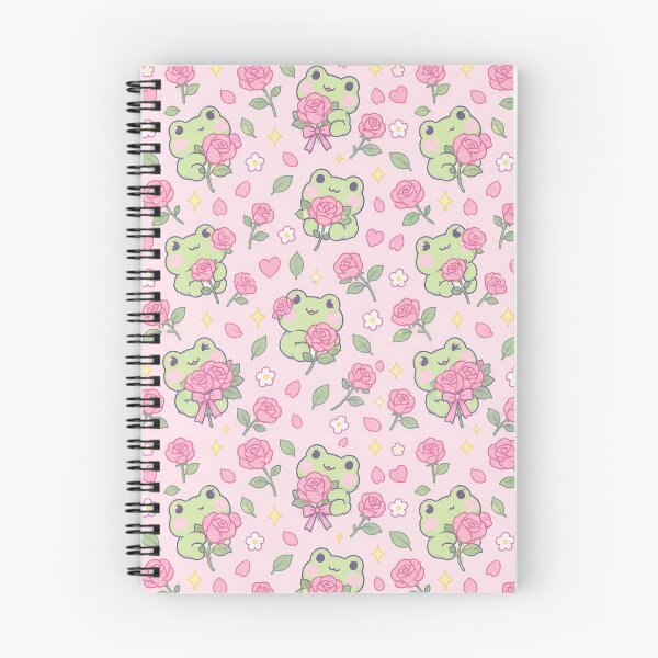 Item preview, Kawaii Frog Rose Pastel Floral Pattern designed and sold by Soft Berry Studio.