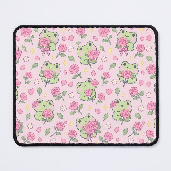 Item preview, Kawaii Frog Rose Pastel Floral Pattern designed and sold by Soft Berry Studio.