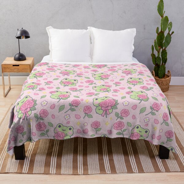 Item preview, Kawaii Frog Rose Pastel Floral Pattern designed and sold by Soft Berry Studio.