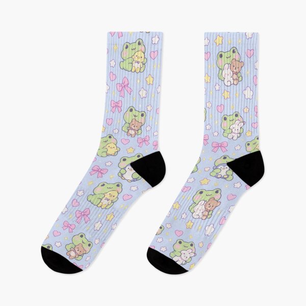 Item preview, Kawaii Frog Plush Toy Pastel Pattern designed and sold by Soft Berry Studio.