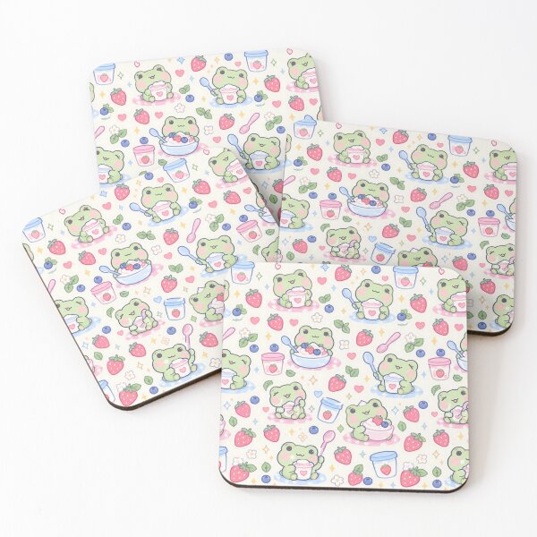 Item preview, Kawaii Frog Yogurt Pastel Pattern designed and sold by Soft Berry Studio.