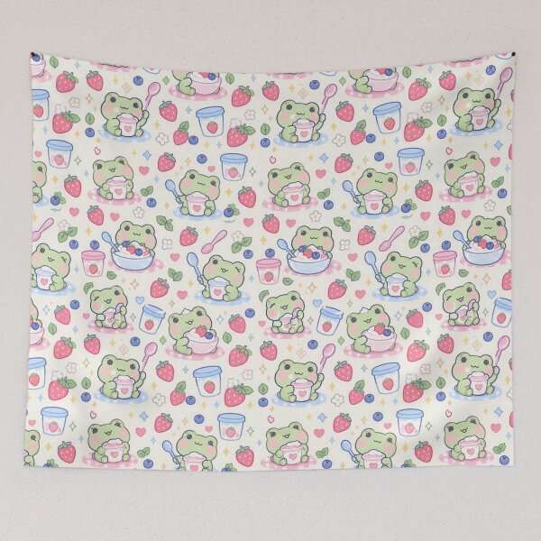 Item preview, Kawaii Frog Yogurt Pastel Pattern designed and sold by Soft Berry Studio.