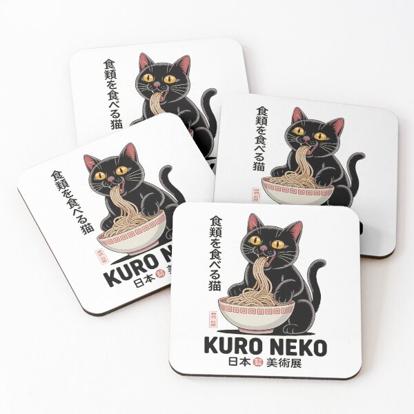 Item preview, Kuro Neko – Black Cat Eating Ramen Japanese Art Design designed and sold by LoFizzy.