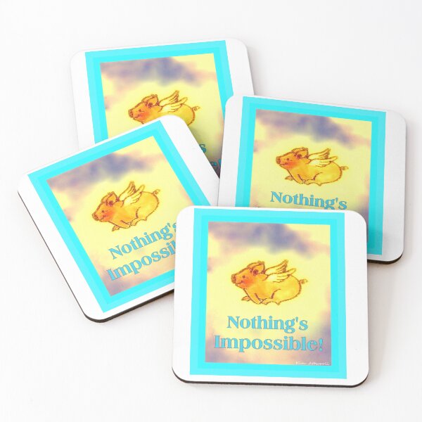 Item preview, Pig with wings and the saying, Nothing’s Impossible, original watercolor. designed and sold by aswoa.