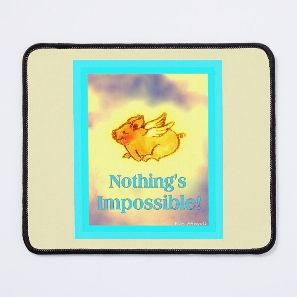 Item preview, Pig with wings and the saying, Nothing’s Impossible, original watercolor. designed and sold by aswoa.