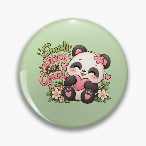 Item preview, Small Steps Still Count Cute Panda Inspirational Floral Sticker designed and sold by StickyDelights.