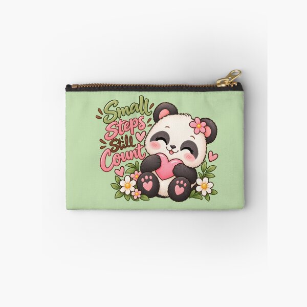 Item preview, Small Steps Still Count Cute Panda Inspirational Floral Sticker designed and sold by StickyDelights.