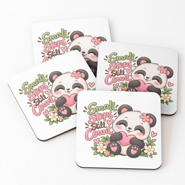Item preview, Small Steps Still Count Cute Panda Inspirational Floral Sticker designed and sold by StickyDelights.