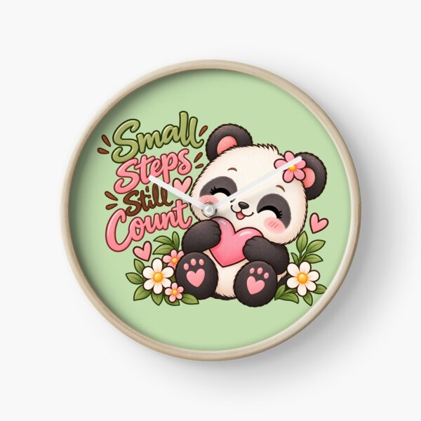 Item preview, Small Steps Still Count Cute Panda Inspirational Floral Sticker designed and sold by StickyDelights.
