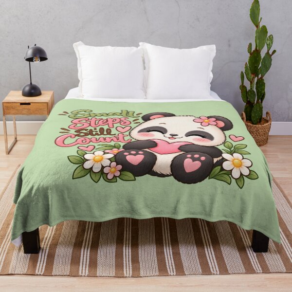 Item preview, Small Steps Still Count Cute Panda Inspirational Floral Sticker designed and sold by StickyDelights.