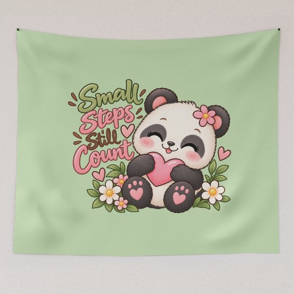 Item preview, Small Steps Still Count Cute Panda Inspirational Floral Sticker designed and sold by StickyDelights.