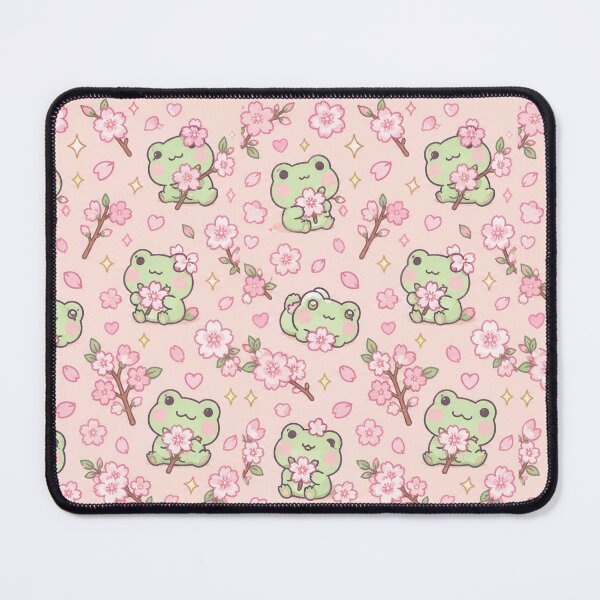 Item preview, Kawaii Frog Peach Blossom Pastel Pattern designed and sold by Soft Berry Studio.