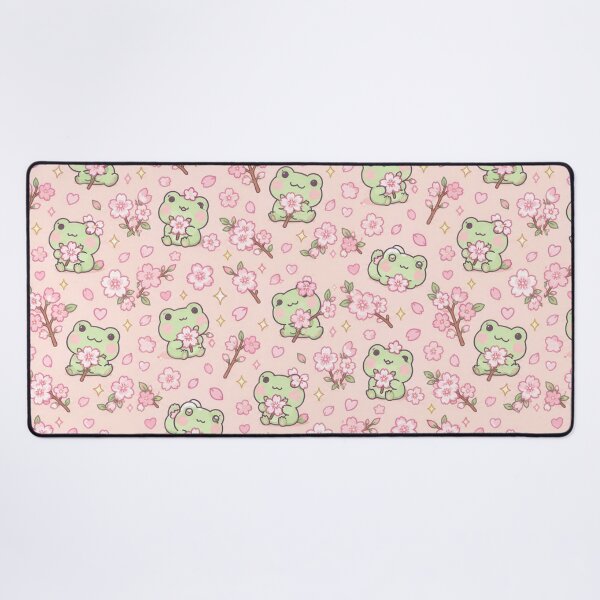 Item preview, Kawaii Frog Peach Blossom Pastel Pattern designed and sold by Soft Berry Studio.