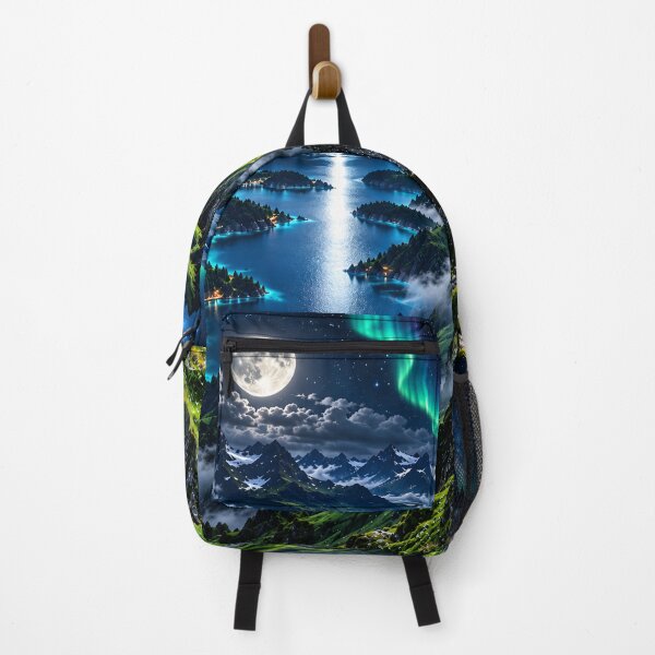 Item preview, Aurora Borealis Mountain Lake Night Landscape – Northern Lights Fantasy Nature designed and sold by IRON SIREN.