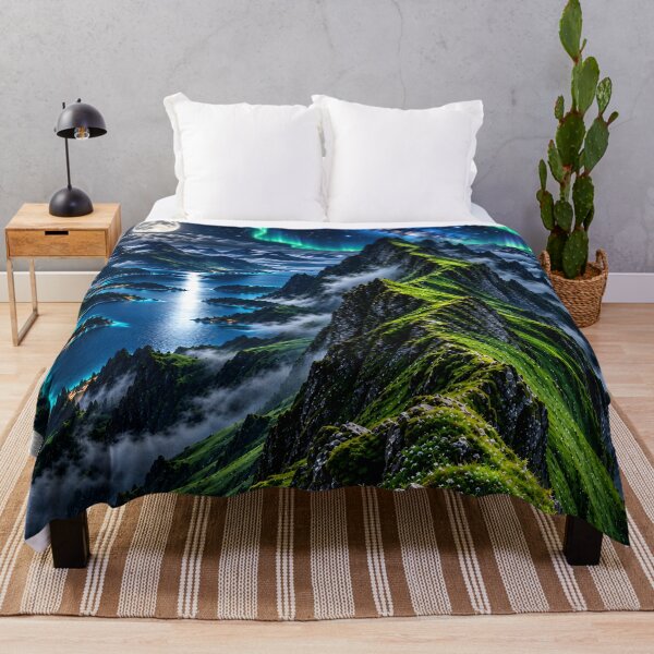 Item preview, Aurora Borealis Mountain Lake Night Landscape – Northern Lights Fantasy Nature designed and sold by IRON SIREN.