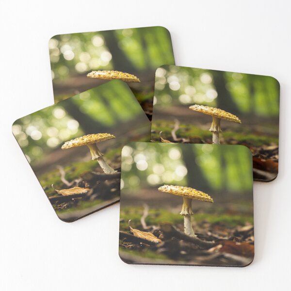 Item preview, Yellow fly agaric in the enchanting autumn forest – nature photography designed and sold by Tammigrafie.