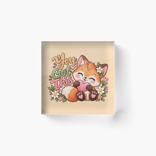Item preview, You Got This Cute Fox Floral Heart Inspirational Sticker designed and sold by StickyDelights.