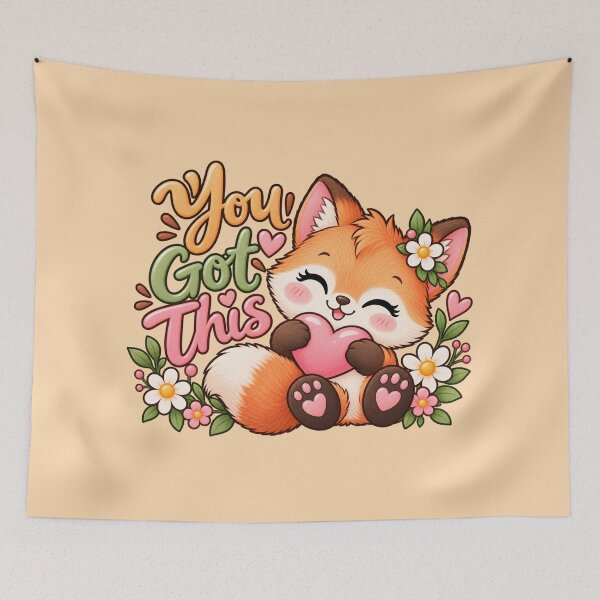 Item preview, You Got This Cute Fox Floral Heart Inspirational Sticker designed and sold by StickyDelights.
