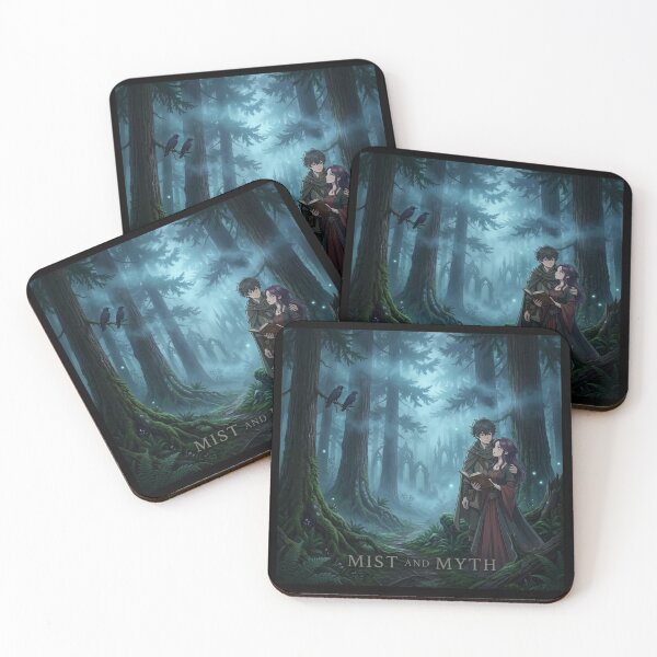 Item preview, Mist and Myth - Fantasy Anime Couple in Mitsy Forest - Dark Cottagecore Bookish Aesthetic / Fairytale / Lovers / M agical / Whimsical / Dark Forest / Anime Girl designed and sold by TeenLake.