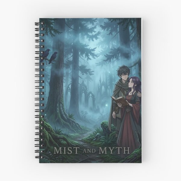 Item preview, Mist and Myth - Fantasy Anime Couple in Mitsy Forest - Dark Cottagecore Bookish Aesthetic / Fairytale / Lovers / M agical / Whimsical / Dark Forest / Anime Girl designed and sold by TeenLake.