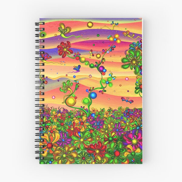 Artikelvorschau, Verspielte, psychedelische Notizbücher und Tagebücher mit Blumenmuster entworfen und verkauft von Ofir mor.