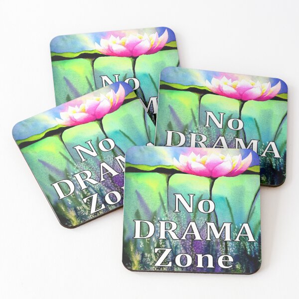 Item preview, Lotus flower with the saying, No Drama Zone. Original watercolor. designed and sold by aswoa.