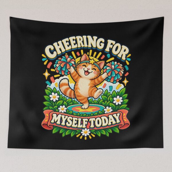 Item preview, Cheering for Myself Today - Orange Tabby Cat designed and sold by Good Mood Foundry.