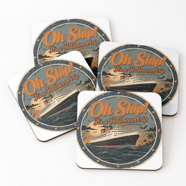 Item preview, Oh Ship! It's a Halloween Trip Sticker | Retro Cruise Ship Porthole Art designed and sold by HungarianSailor.