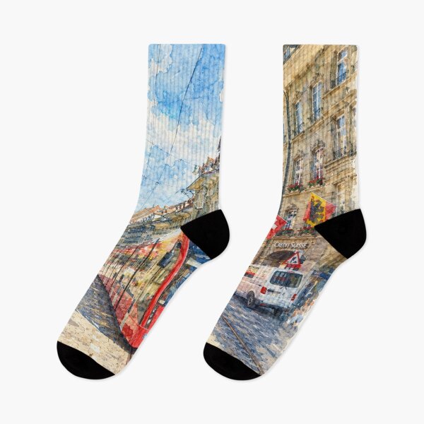 Item preview, Charming European City Street Digital Watercolor Art designed and sold by SlavaArt.