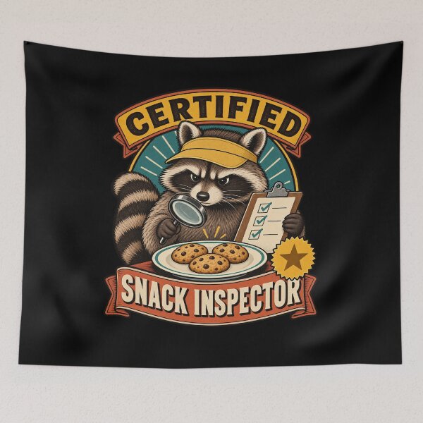 Item preview, Certified Snack Inspector - Raccoon designed and sold by Good Mood Foundry.