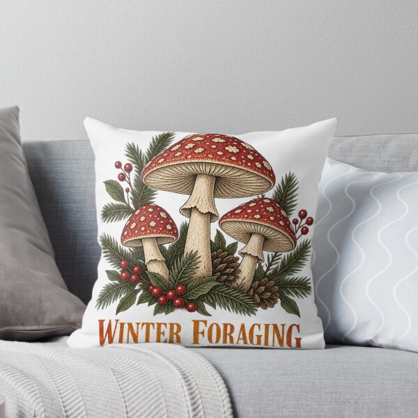 Item preview, Winter Foraging Club Vintage Mushroom Nature Art designed and sold by Crafted.ink.