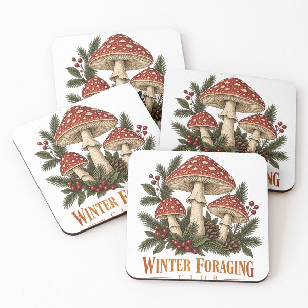 Item preview, Winter Foraging Club Vintage Mushroom Nature Art designed and sold by Crafted.ink.