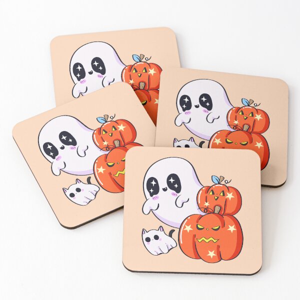 Item preview, Kawaii Ghost Pumpkin Stacks Cute Halloween Cat designed and sold by SolutionsArt.