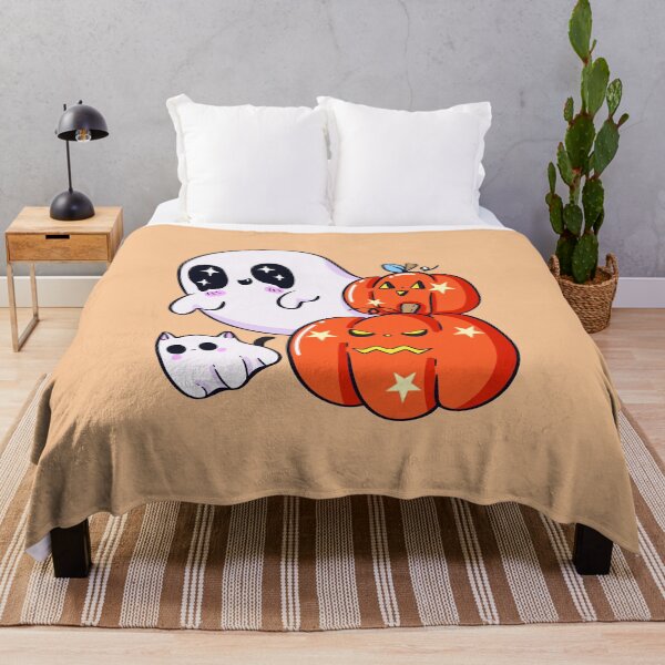 Item preview, Kawaii Ghost Pumpkin Stacks Cute Halloween Cat designed and sold by SolutionsArt.