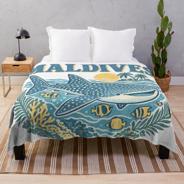 Item preview, Maldives Whale Shark Retro Sunset Tropical Island designed and sold by Yellowriversss.