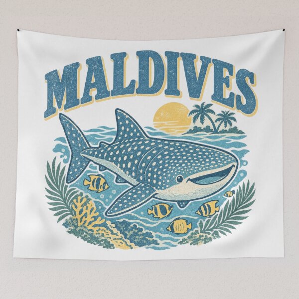 Item preview, Maldives Whale Shark Retro Sunset Tropical Island designed and sold by Yellowriversss.
