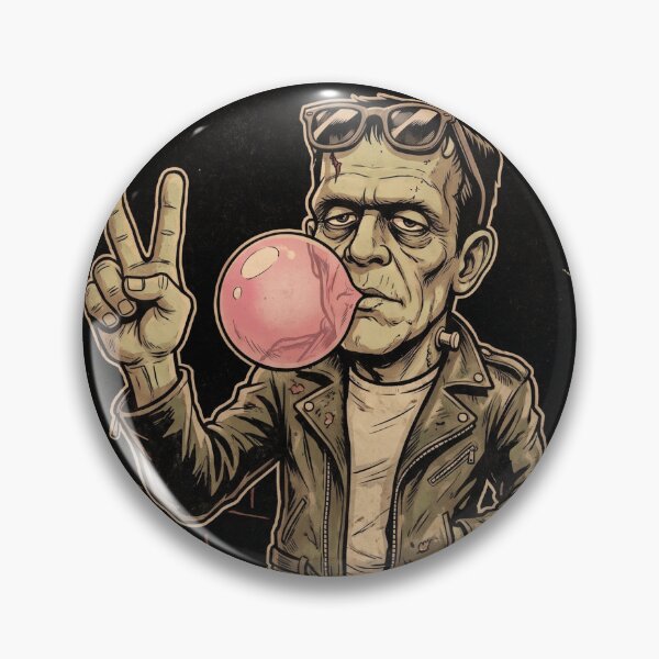 Item preview, Frankenstein Good Vibes Peace Sign Groovy Halloween Retro Monster designed and sold by MerchViz.