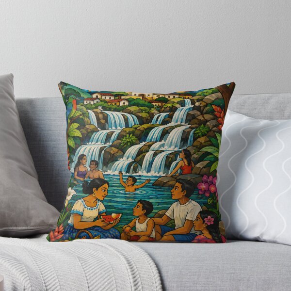 Artikelvorschau, Tropical Family Waterfall Village Folk Art entworfen und verkauft von GutyzDesignsES.