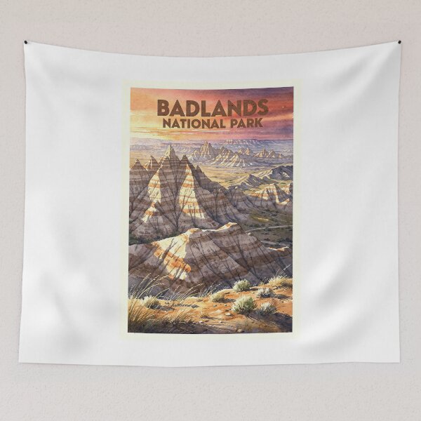 Item preview, Badlands National Park South Dakota Vintage Watercolor Travel designed and sold by Teelogic.