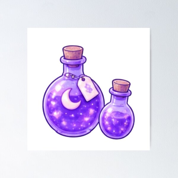 Item preview, Cute Purple Magic Potion Bottles Moon and Stars designed and sold by Kiralemon.