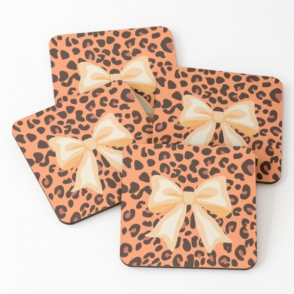Item preview, Cute Orange Autumn Coquette Bow Leopard Print Aesthetic Pattern designed and sold by MayoshaVibes.