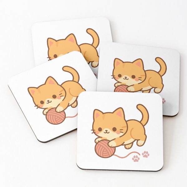 Item preview, Cute Orange Cat Playing with Yarn – Kawaii Kitten ?? designed and sold by Eshopss.