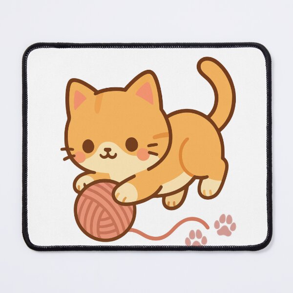 Item preview, Cute Orange Cat Playing with Yarn – Kawaii Kitten ?? designed and sold by Eshopss.