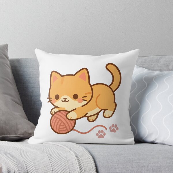 Item preview, Cute Orange Cat Playing with Yarn – Kawaii Kitten ?? designed and sold by Eshopss.