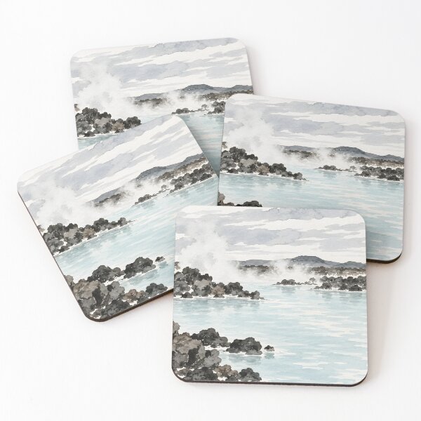 Artikelvorschau, Iceland Geothermal Lagoon Watercolor Landscape entworfen und verkauft von GutyzDesignsES.